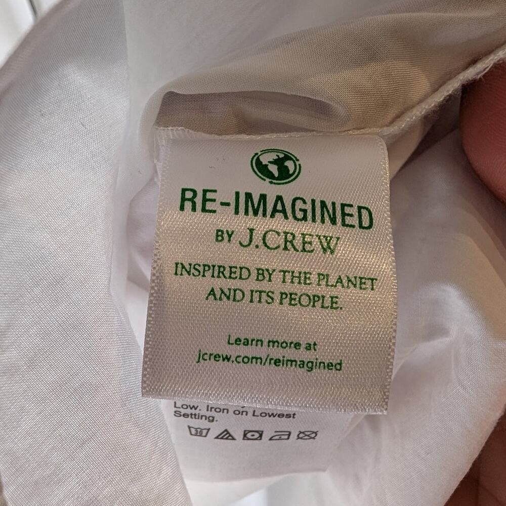 J.Crew Re-Imagined White Navy Piping End-on-End Sleep Shirt Nightgown NWT Small - Picture 7 of 10
